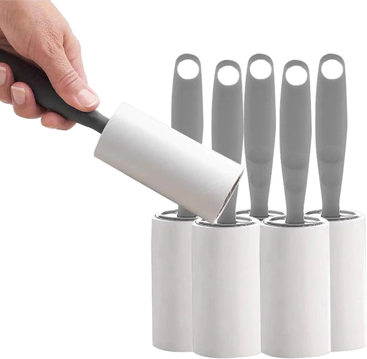 Lint Roller for Pet Hair Extra Sticky Lint Rollers 200 Sheets Mega Value Set Pet Hair Remover Roller with 5 Handle & 5 Rollers Portable Lint Remover for Clothes Furniture Dog & Cat Hair White 5P